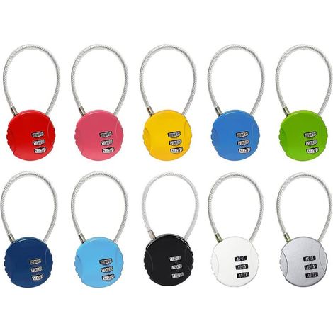 10 PCS Cadenas Code 3 Chiffres,Petit Cadenas Code,Cadenas à Bagages Cadenas Valise Avion Petits,Accessoires pour Voyage Bagages Valise Sac Casier (1/5)