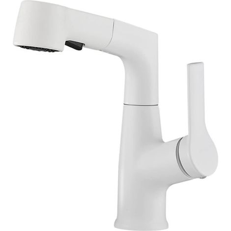 Robinet de lavabo pivotant en laiton pour eau chaude et froide avec douchette extractible (1/4)