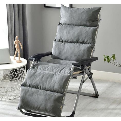 Coussin Chaise Longue Amovible KALAVIKA - Matelas Portable pour Jardin Terrasse - 125x50x12cm Gris (1/4)