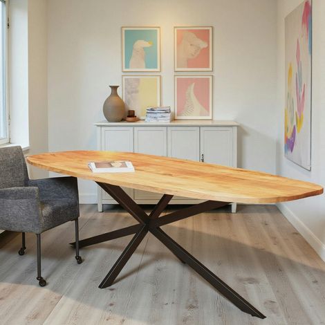 Table bords arrondis en bois 240 cm UTAH