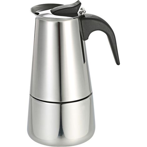Machine à café italienne en acier inoxydable pour expresso 2/4/6/9 tasses, compatible avec les plaques de cuisson à gaz, vitrocéramiques et électriques. Usage domestique et professionnel.