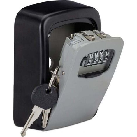 Black/Silver 117x82x37mm Security Key Box 4 Digit Code Wall Mount Key Container MUMU (1/4)