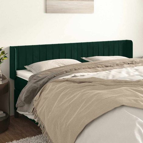 vidaXL Cabecero de terciopelo verde oscuro 163x16x78/88 cm (1/5)