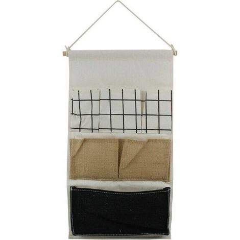 Cleafe - Porta Oggetti Organizer Appendere 6 Tasche Tessuto Bagno Camera Multiuso 10479 - (1/2)