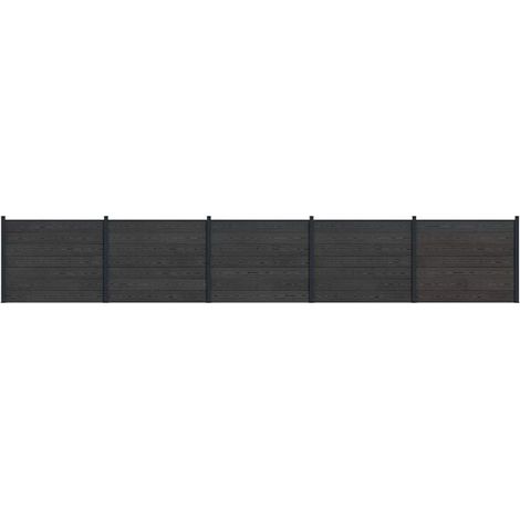 Panneaux de clôture en WPC de type feuille et en aluminium noir