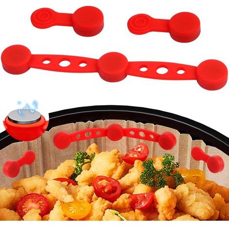 Boucle Magnétique En Silicone Pour Friteuse à Air Aimants En Silicone Pour Friteuse à Air Air Fryer Magnets Silicone Buckle 3pcs Accessoires Air Fryer pour Doublures En Papier Parchemin (Rouge) (1/5)