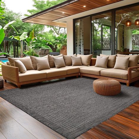 Tapis intérieur extérieur 80x150 cm Coureur Noir Lavable imperméable Facile d'entretien Tissage Plat pour Couloir entrée Balcon terrasse Jardin et Cuisine (1/5)