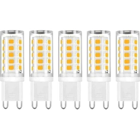 Lot de 5 Ampoules LED G9 3W, 300 lm, Blanc chaud 3000 K — Sans scintillement, non dimmables — Idéales pour éclairage décoratif et lustres (1/5)