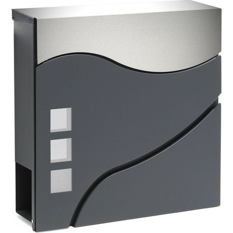 Boite aux lettres design porte journal acier inoxydable anthracite