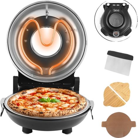 Four à pizza électrique, pierre en céramique émaillée, chauffe jusqu'à 420℃, NOIR-LMC (1/2)