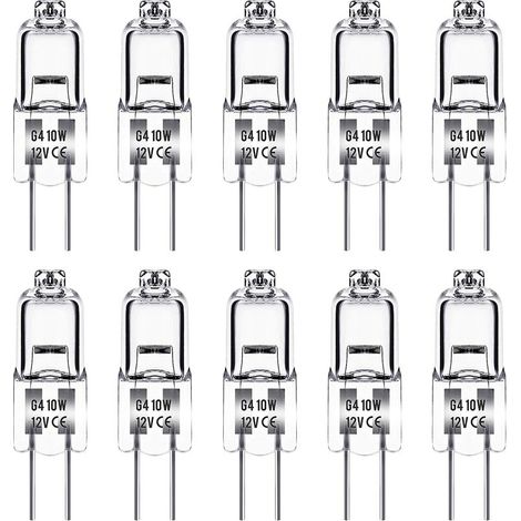 Vtizikl Ampoule Halogene G4, Ampoule G4 12V 10W, blanc chaud 3000K, 150LM, Intensité Variable, LampeHalogene G4, Lampe à Capsule Transparente, paquet de 10