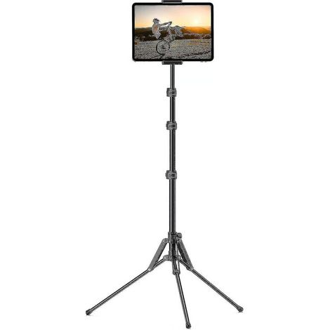 Support pour iPad avec trépied, support de sol pour tablette 65" avec hauteur réglable, compatible avec le streaming et le visionnage en direct, compatible avec iPad (1/5)
