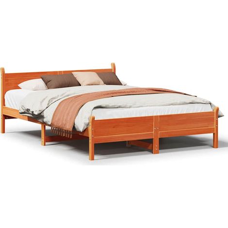 Maison Exclusive - Letto senza Materasso Marrone Cera 135x190 cm in Legno di Pino (1/5)