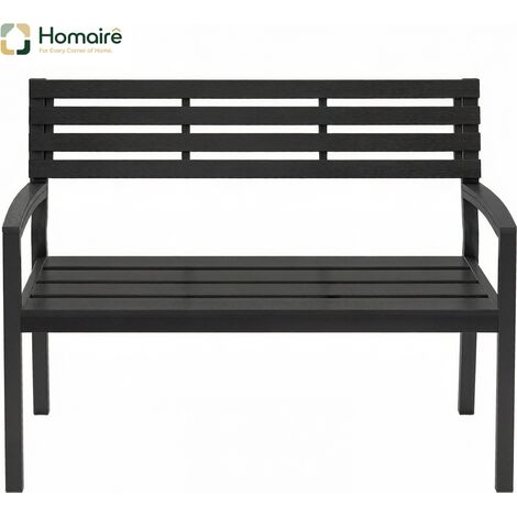 Schwarze Gartenbank aus Metall mit Armlehnen 115 x 55 x 85 cm HOMAIRE (1/5)