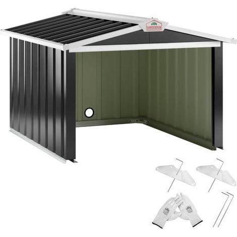 Le Poisson Qui Jardine – Cabane moderne pour robot tondeuse – Métal gris durable – Dimensions 100×86×63 cm – Protection optimale – Montage facile