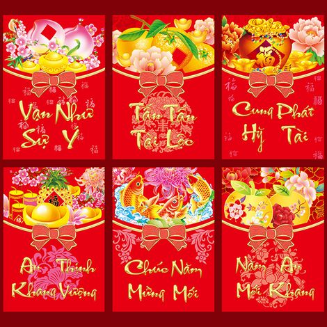 Enveloppe rouge vietnamienne 2024, année du Dragon - Nouveau design créatif (VNK324) (1/2)