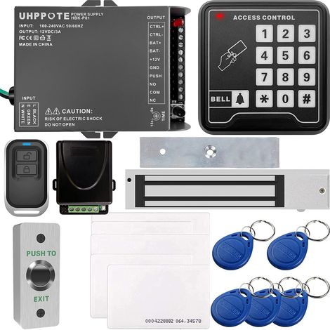 Kit Complet de Système de Contrôle d'Accès de Sécurité de Carte 125 KHz EM-ID pour Une Porte avec la Serrure Magnétique de Maintien Force 600Lbs 280KG (1/5)