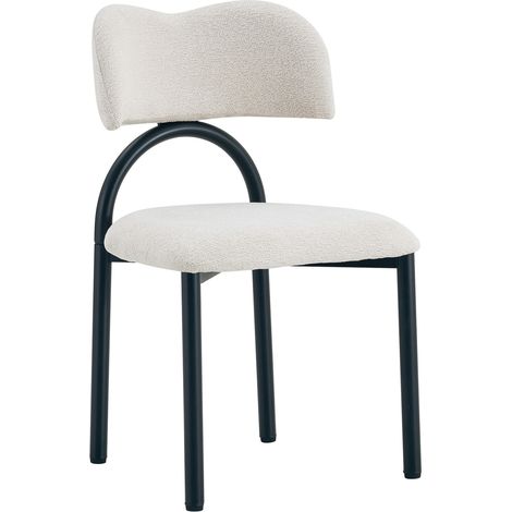 Set de 2 sillas de comedor beige de tela acolchada con estructura de metal negro HOMVRA (1/5)
