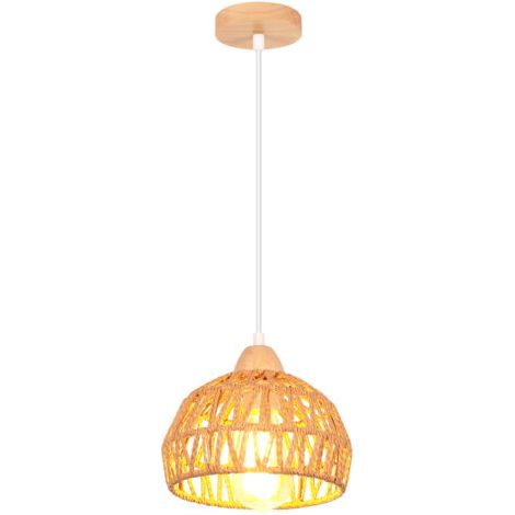 royaluxe- Suspension Luminaire Rétro 20CM Lustre Tressé En Corde De Chanvre Plafonnier D'Intérieur Moderne Pour Bar De Couloir D'Entrée De Chambre À Coucher (1/5)