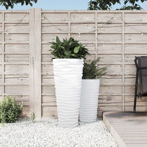 Jardinière et intérieur amovible Bac A Fleur blanc 18/45L PP aspect rainuré 65321 (1/5)