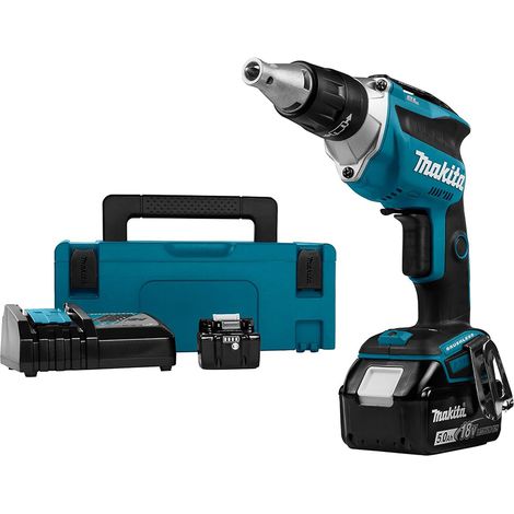 Makita DFS452RTJ LXT 18V BR Drywall Screwdriver - 2 x 5Ah Batts, Charger & Makpac 2 Case