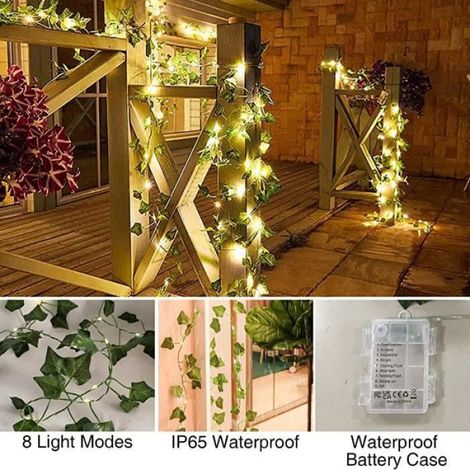 Guirlande Lumineuse - LED - 5M - 50 LEDs - Lierre Artificiel - Télécommande - Étanche IP65 (1/4)