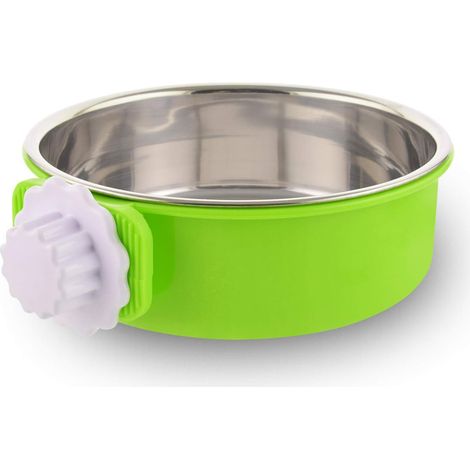 Caisse Chien Bol Amovible en Acier Inoxydable Gamelle à Suspendre pour Animal Domestique Cage Petit Bol d'eau Feeder Nourriture pour Chiens Chats Lapins Birdsgreen Pet Supplies