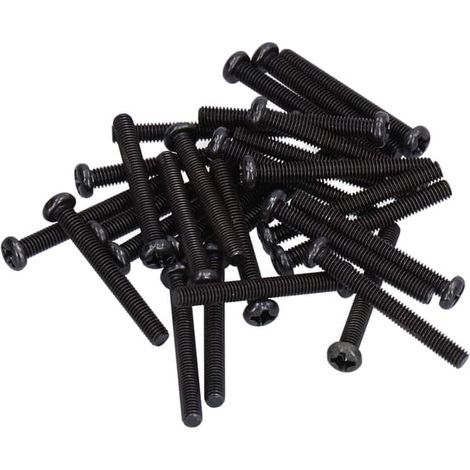 50 vis à métaux à tête cylindrique en acier au carbone DIN 7985, entièrement filetées, zinguées noires, M3x25 (1/5)