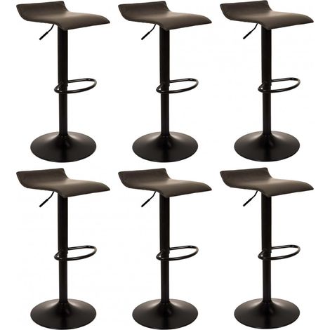 BOLY - Lot de 6 Tabourets Simili Cuir Marron Foncé (1/5)