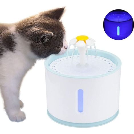 Fontaines pour Chats, Pet Fontaine d'eau, 2.4 L Distributeur d'eau Distributeur d'eau Automatique pour Chat Cat Pet Pet Charbon Activé avec Cable USB-Fei Yu
