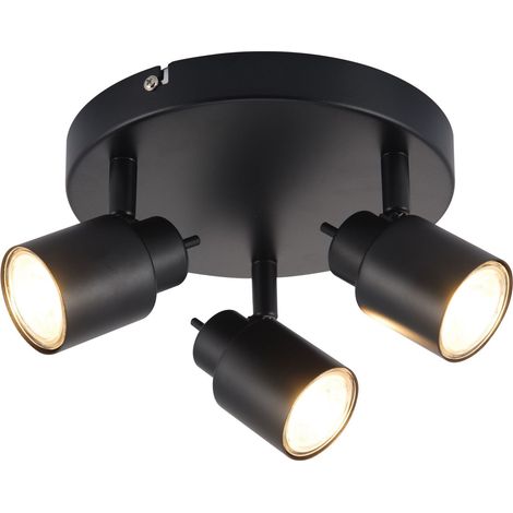 Spot LED Brilliant Andres 3-flammes noir mat, métal, 3x QPAR51, GU10, 10 W, lampes à réflecteur LED incluses (flux lumineux : 345lm, couleur de la lumière : 3000K) (1/2)