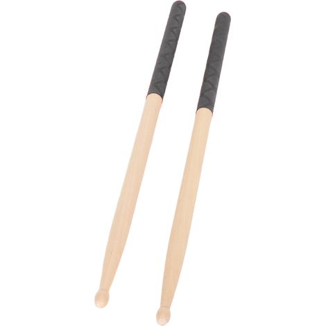 Baguettes de batterie 5A pour adultes, enfants et débutants, embouts en bois d'érable, poignée antidérapante en caoutchouc, motif en X noir. (1/5)