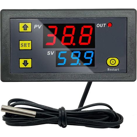 Sonda mini W3230, control digital de temperatura, pantalla LED, termostato con instrumento de control de calefacción/refrigeración, 12 V, 24 V, 110-220 V (color: CA 110-220 V) (1/4)