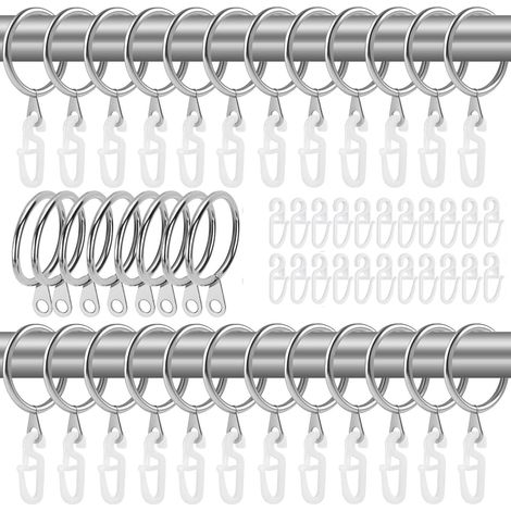 45 anillas para cortinas, anillas para colgar y 45 ganchos para cortinas, anillas metálicas para cortinas de ducha, aptas para ventanas, puertas y cortinas de ducha, 30 mm de diámetro interior (1/5)
