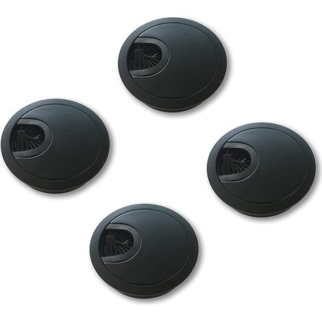 Couvercle Passe Câbles Fil Rond Ø50mm pour Encastrer sur Table de Bureau Organisateur de Cables pour Meuble Noir Métal Brossé Passage de Câble Cache-Câble Lot de 4 (1/5)
