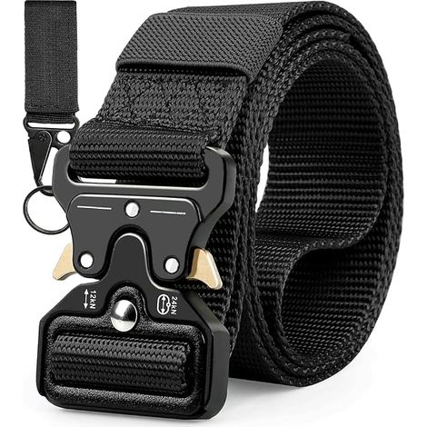 Ceinture tactique homme, ceinture militaire avec boucle métallique à ouverture rapide Ceinture porte-outils homme, adaptée à l'entraînement militaire et aux activités de plein air, ceinture de police (1/5)