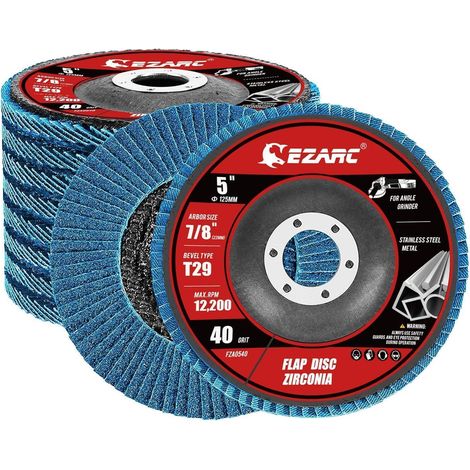 Fächerschleifscheiben 125 mm 22,2 mm 10 Blau Edelstahl Körnung 40 (1/5)