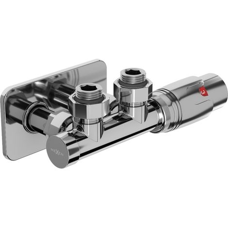 Mexen G00 ensemble thermostatique angulaire avec cache S, Duplex, DN50, chrome - W907-900-910-01 (1/3)