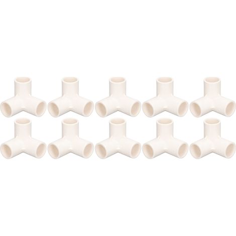 10 Raccords de Tuyauterie PVC 3 Voies, Té, Coude, Connecteur d'Angle 25mm Diamètre Intérieur Blanc (1/5)