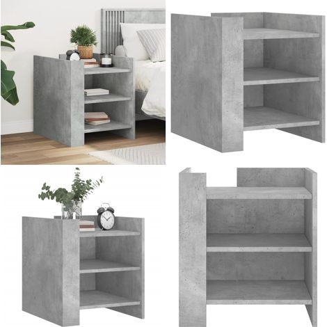 Table de chevet gris béton 45x50x50 cm bois d'ingénierie - Table De Chevet - Meuble De Chambre - Table Nuit - Commode - Étagère - Home & Living (1/5)