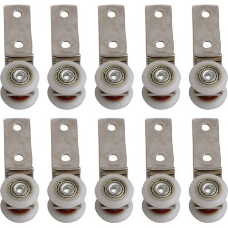 6.5 x 1.9cm Metal Duct Elbow Bearing Pulley with Two Plastic Wheels for Sliding Door, Window, Cabinet (1/5)