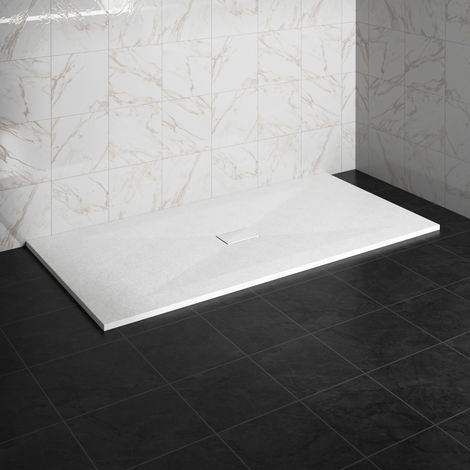 NRG 2000 x 1000mm SMC White Rectangle Slate Effect Bathroom Shower Tray