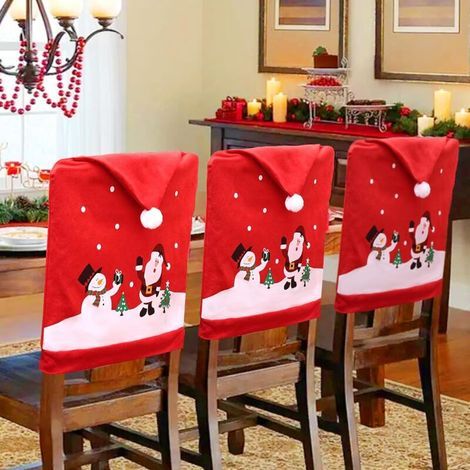 Christmas Chair Cover,Universal Chair Cover,Christmas Chair Back Covers,Santa Hat Shape Christmas Chair(6pcs)