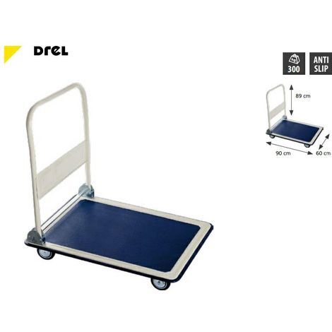 Drel wózek magazynowy 4-kołowy 300kg platforma 90x60cm