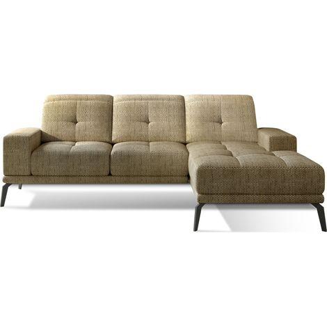 Canapé d’angle en tissu TORPILLE – Confort et élégance au quotidien-Beige chiné-angle droit (1/5)