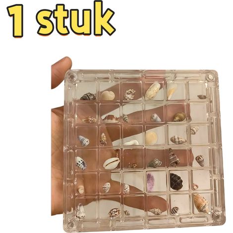 Boîte acrylique haute transparente avec couvercle, 36 compartiments de 0,75 cm de profondeur, 11,7 × 11,7 cm. Idéale pour ranger et exposer les coquillages, thème plage, transparente (1/5)