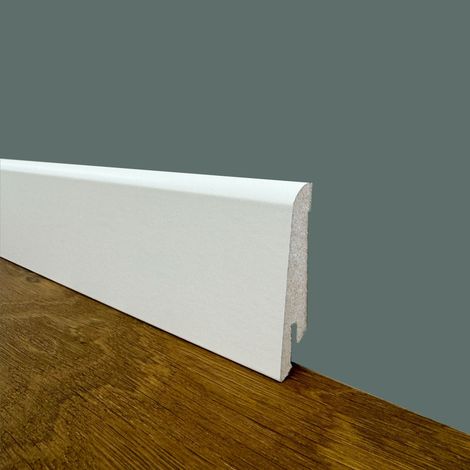 €1,79 - BATTISCOPA ZOCCOLINO BIANCO inclinato in FIBRA DI LEGNO 60x15 Parquet, Laminati, SPC, LVT (prezzo al metro)