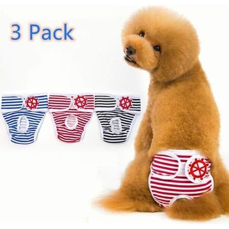 Culotte Hygiénique Réutilisable pour Chiennes - Lot de 3 Tailles M, Lavable, Ultra-Absorbante et Confortable pour Chaleurs ou Saignements - (1/5)