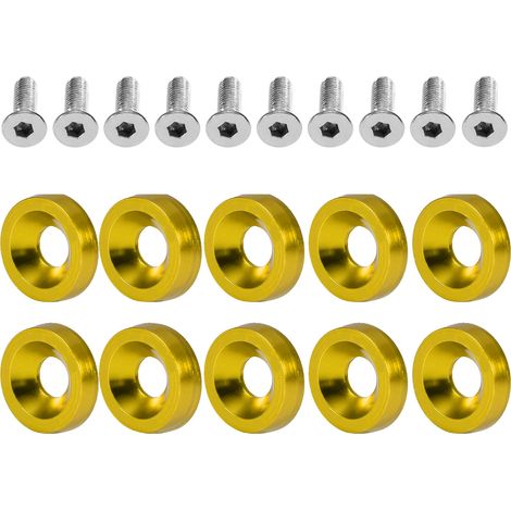 Boulons à rondelle M6 pour modification de voiture, vis décoratives pour cadre de plaque d'immatriculation (dorées) (1/5)