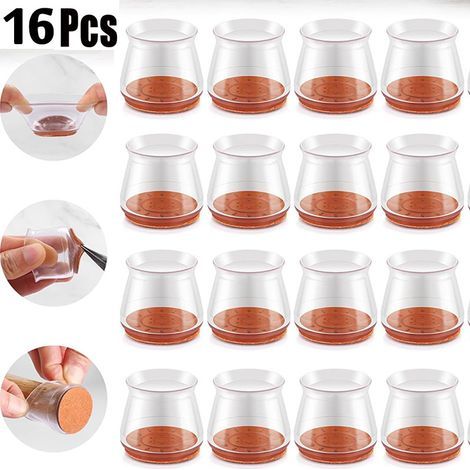 Lot de 16 protège-pieds de chaise — Conçus pour les parquets Revêtements en silicone — Résistants aux rayures et insonorisants Dimensions : 3,8 x 3,5 x 3 cm (1/5)